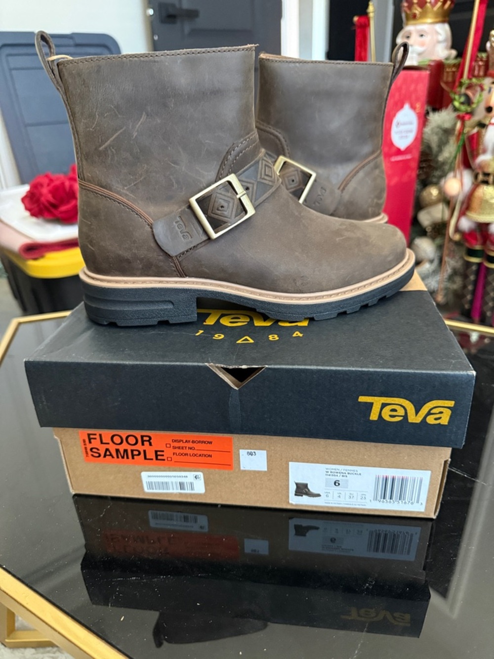 Teva Brown Leather Buckle Ankle Boots